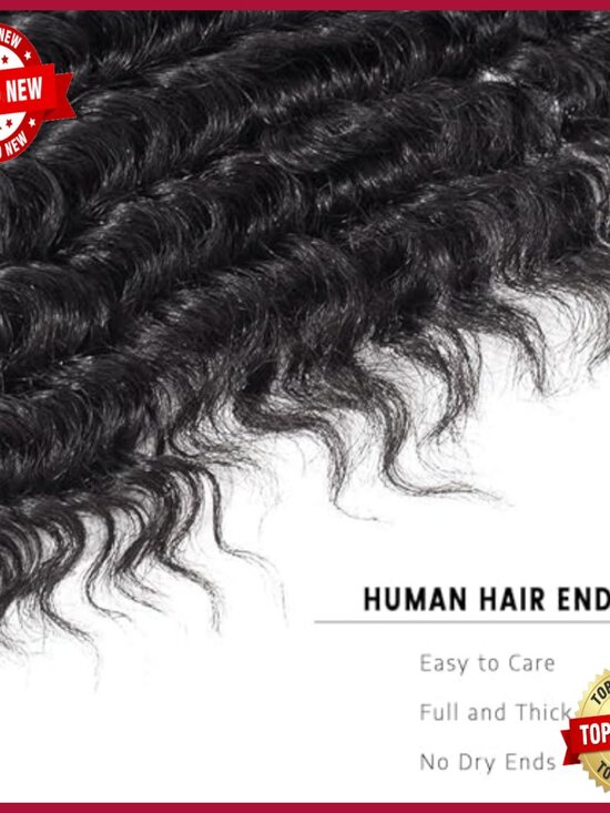 Deep Wave Human Hair Extensions 3 Bundles 28-32in Unprocessed Virgin Remy main image 2